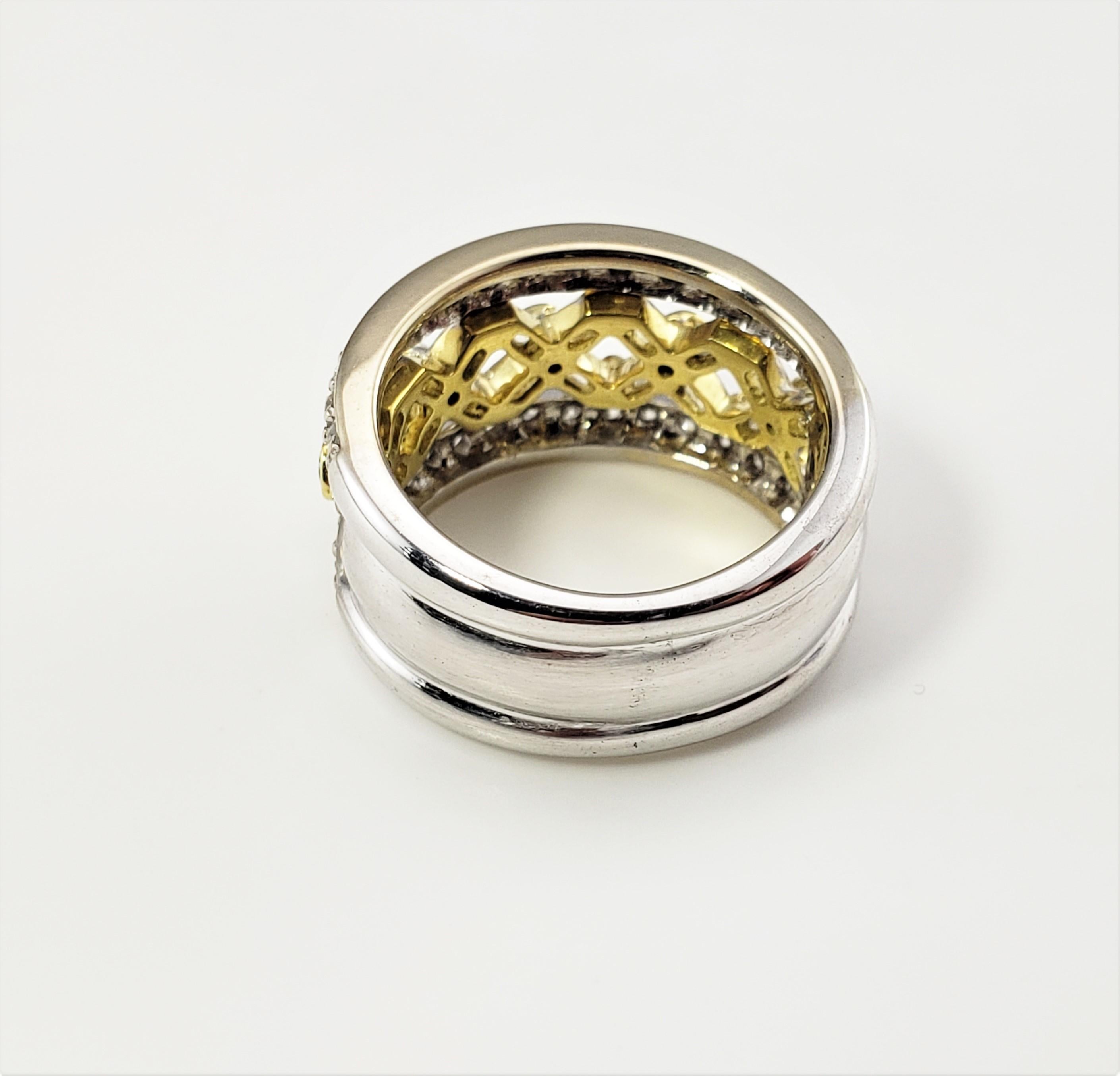 Bague jonc en or blanc et jaune 18 carats avec diamants Unisexe en vente