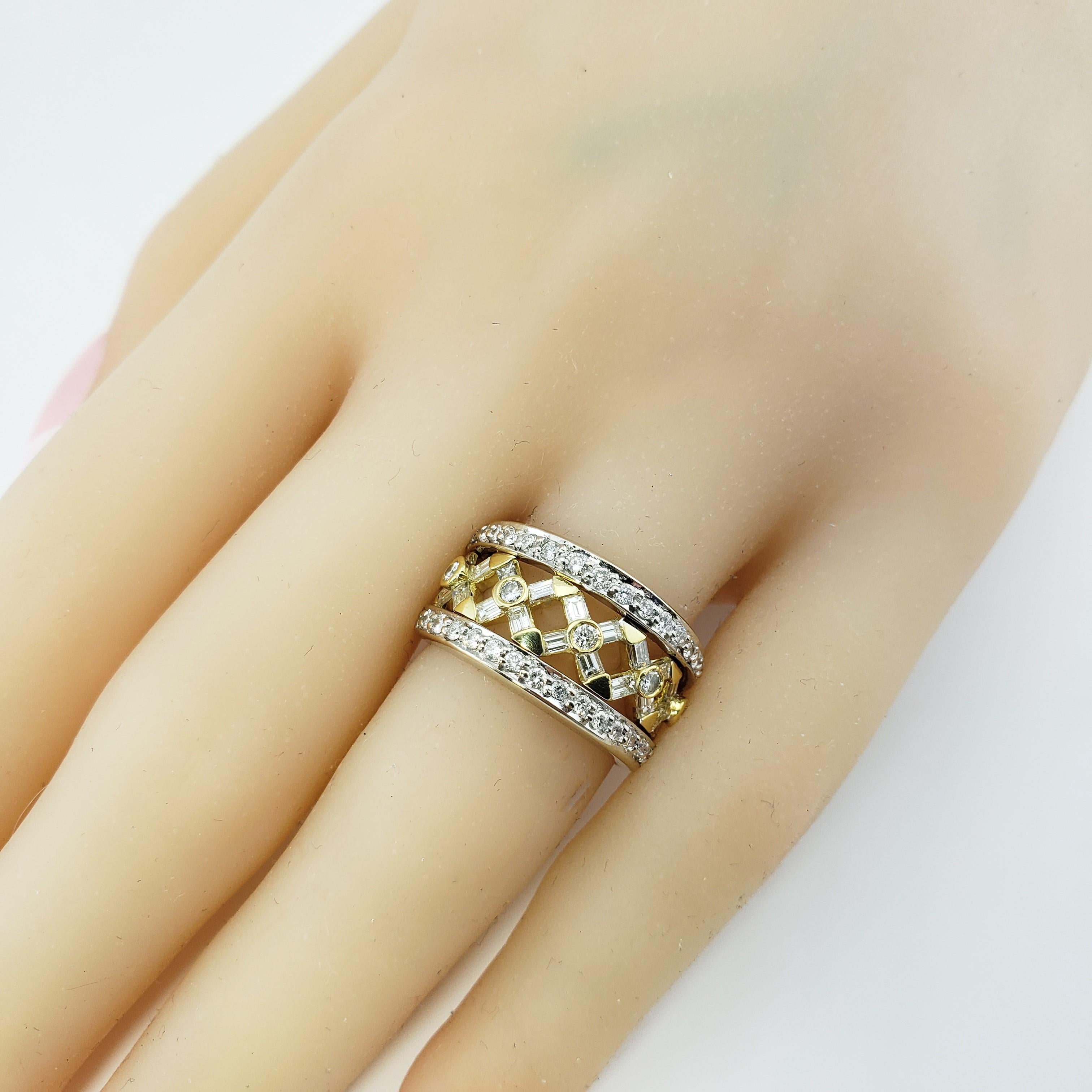 18 Karat White and Yellow Gold Diamond Band Ring  For Sale 3