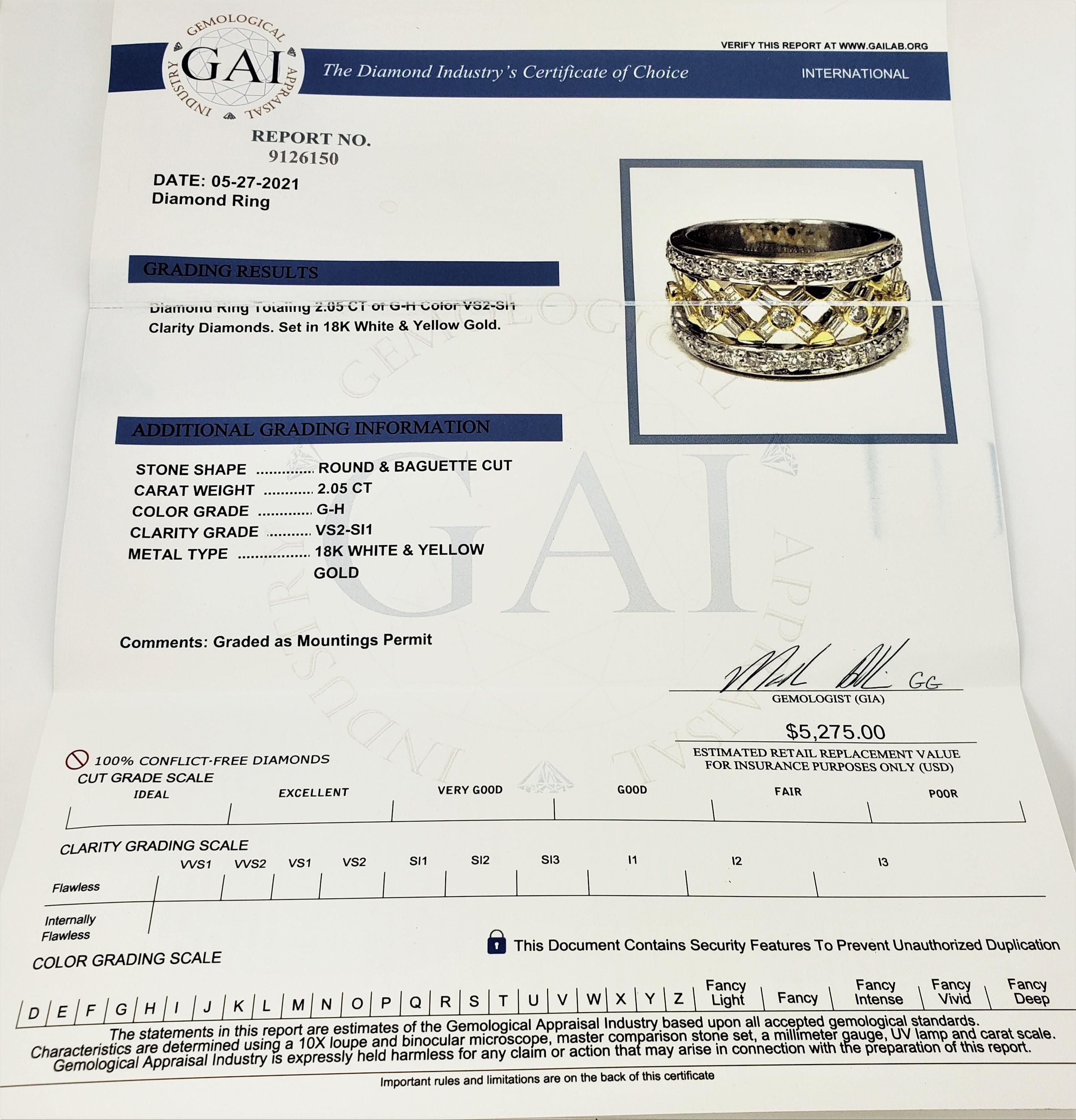 18 Karat White and Yellow Gold Diamond Band Ring  For Sale 4