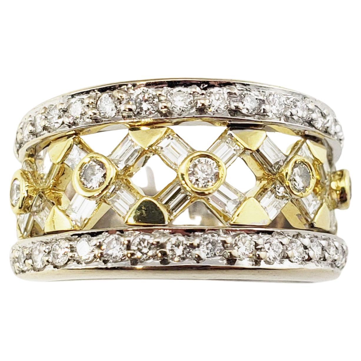 18 Karat White and Yellow Gold Diamond Band Ring  For Sale