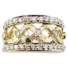 18 Karat White and Yellow Gold Diamond Band Ring 
