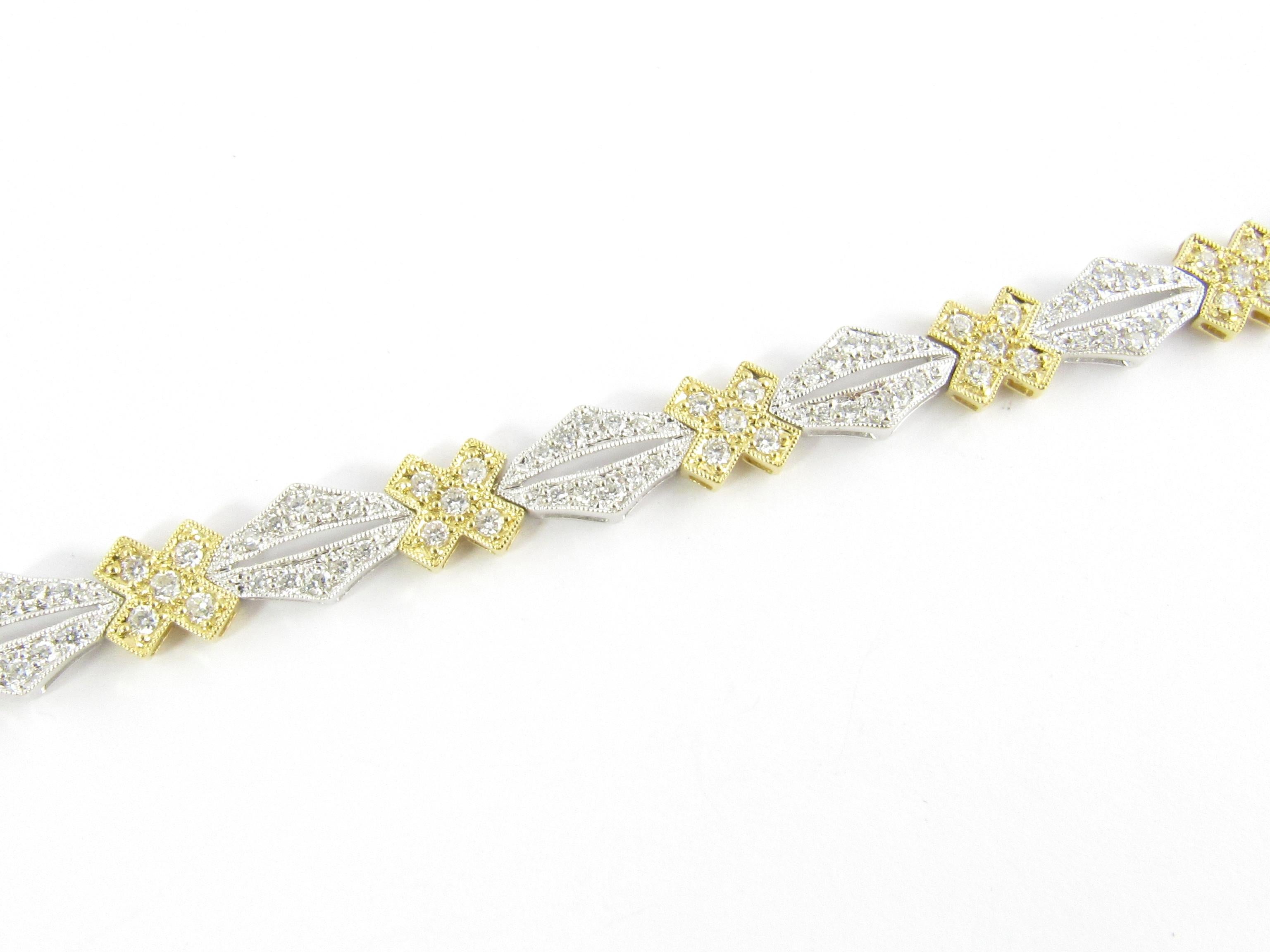 18 Karat Weiß- und Gelbgold Diamant-Armband (Rundschliff) im Angebot