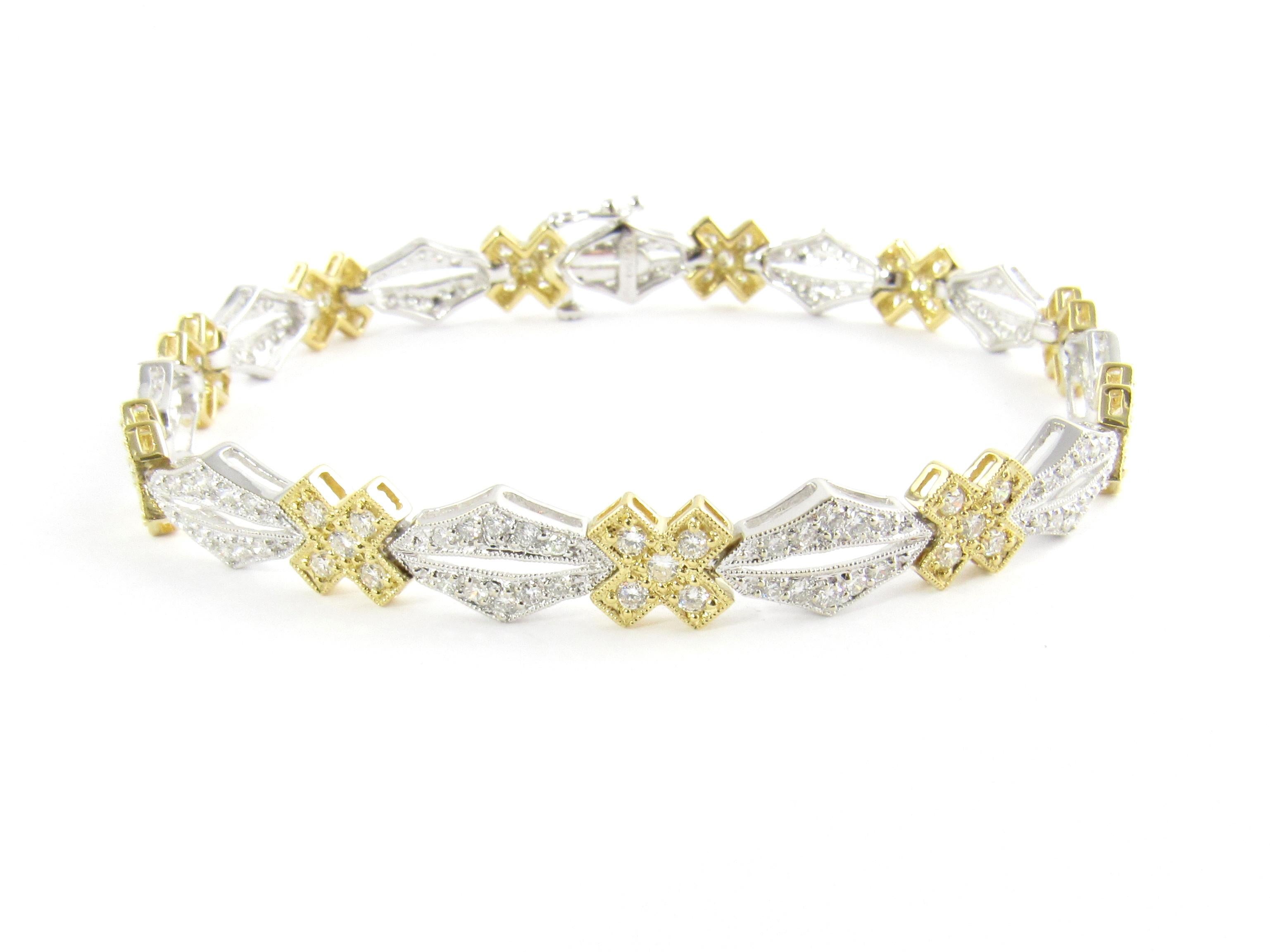 18 Karat Weiß- und Gelbgold Diamant-Armband im Angebot 1