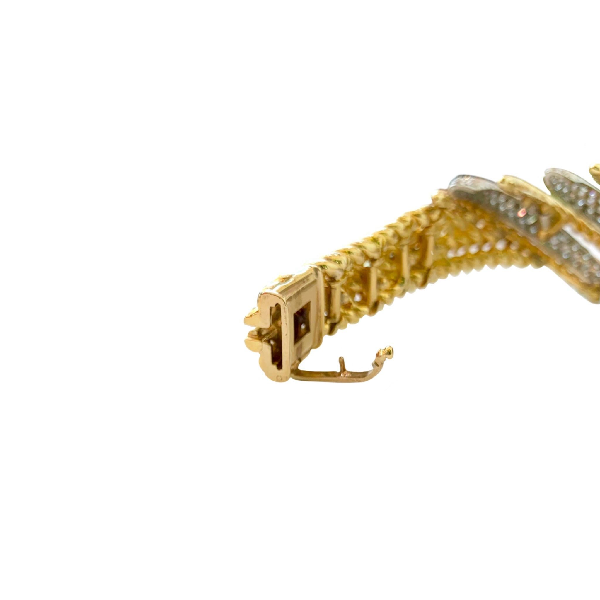 Women's 18 Karat White and Yellow Gold Diamond Bracelet For Sale