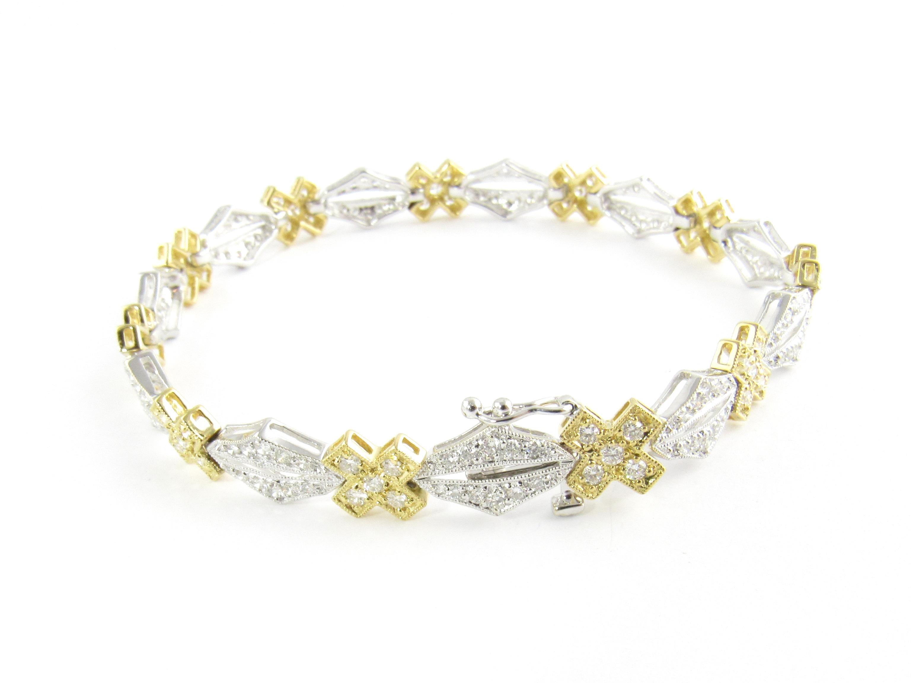Bracelet en or blanc et jaune 18 carats avec diamants en vente 4