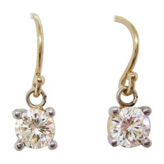 18 Karat White and Yellow Gold Diamond Dangle Earrings