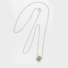 18 Karat Weiß- und Gelbgold Smaragd- und Diamant-Fass-Halskette