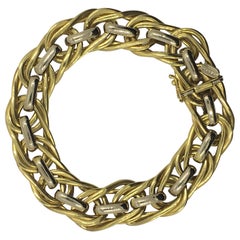 18 Karat White and Yellow Gold Link Bracelet