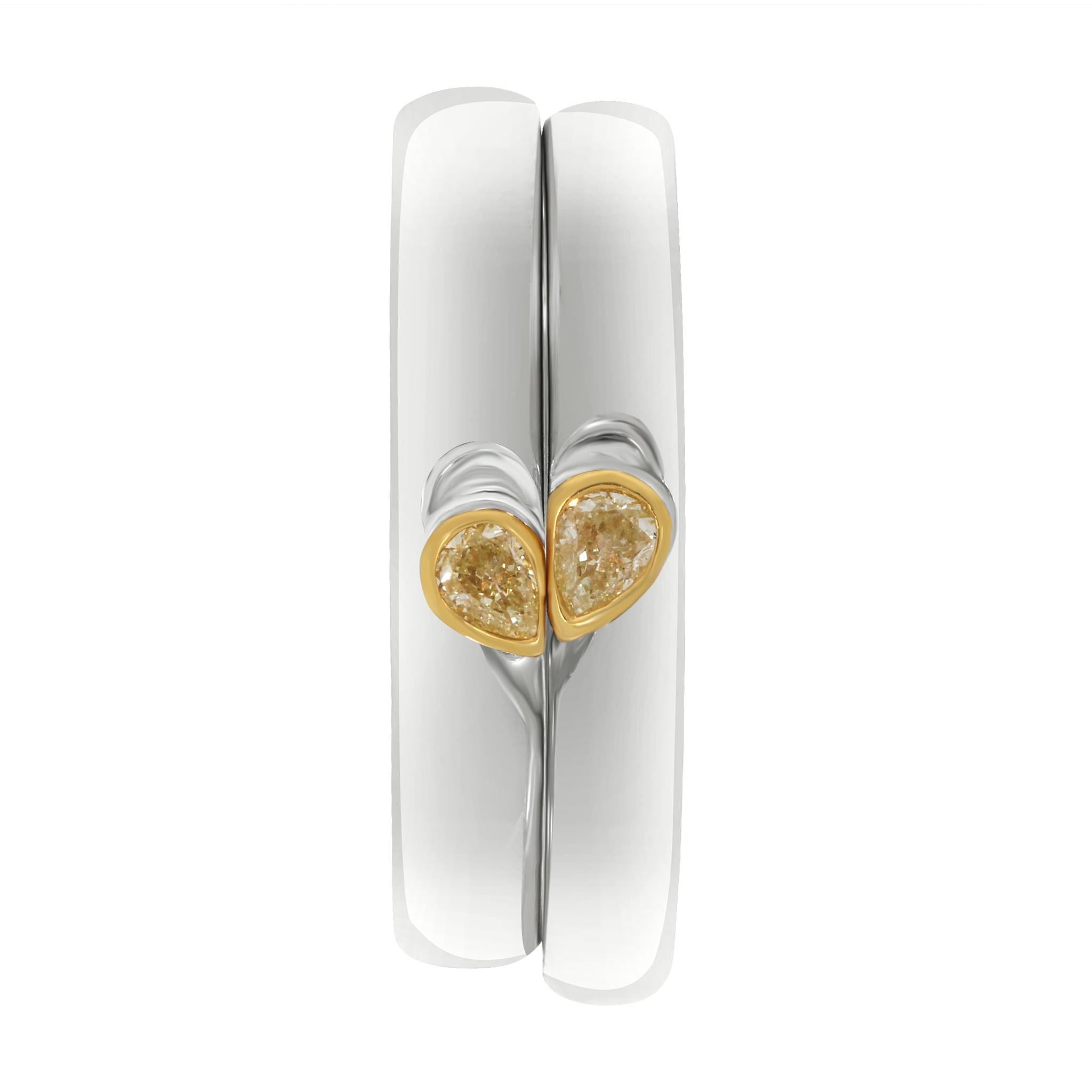 Set di anelli con diamanti Unity in oro bianco e giallo 18 carati in vendita 1