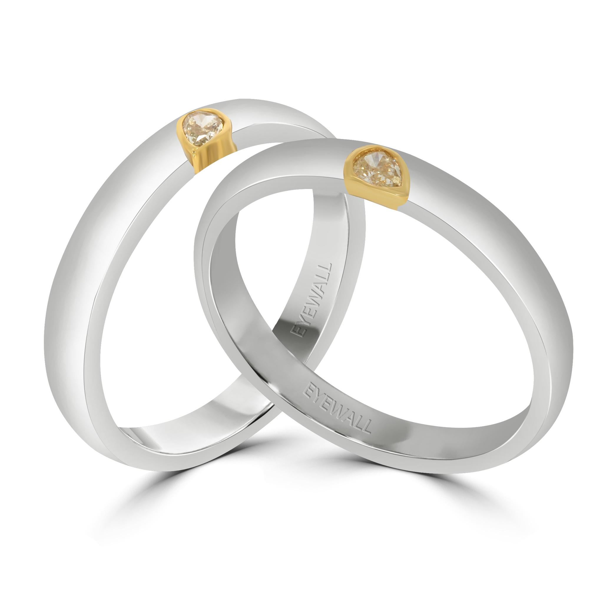Set di anelli con diamanti Unity in oro bianco e giallo 18 carati in vendita 2