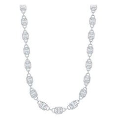 18 Karat Weiße Baguette- und Smaragd-Diamant-Halskette 5,25 Karat