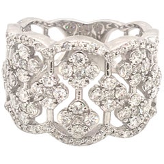 18 Karat White Band Ring Set with 1.16 Carat of Diamonds Made in Italy 18 Karat White Band Ring Set with 1.16 Carat of Diamonds Made in Italy