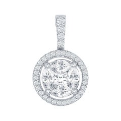 Pendentif cercle blanc 18 carats avec halo