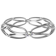 Bracelet jonc arabesque en or blanc 18 carats avec diamants certifiés GIA