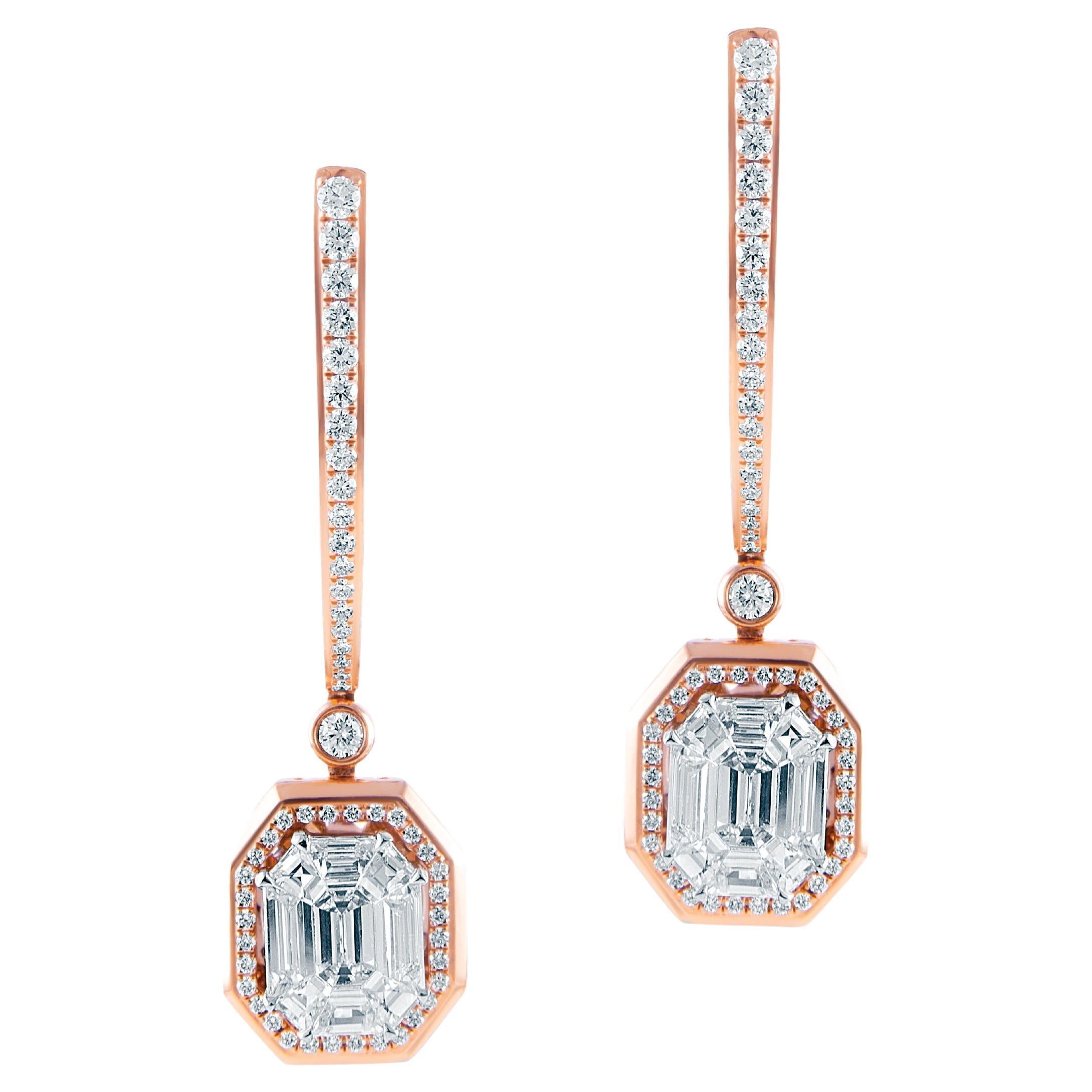 Boucles d'oreilles en diamant blanc 18 carats 