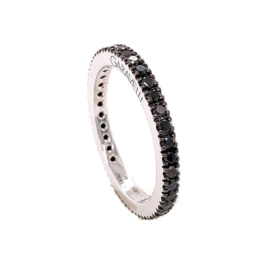 Round Cut 18 Karat White Diamonds Garavelli Eternity Stackable Band Ring For Sale