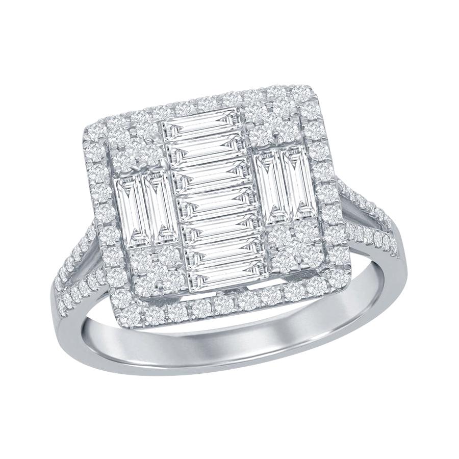 18 Karat White Emerald Cut Diamond Ring