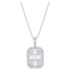 18 Karat White Emerald Cut Pendant 2.00 Carats