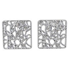 18 Karat White  Boutons de manchette en forme d'algues et d'écume de mer avec diamant GIA