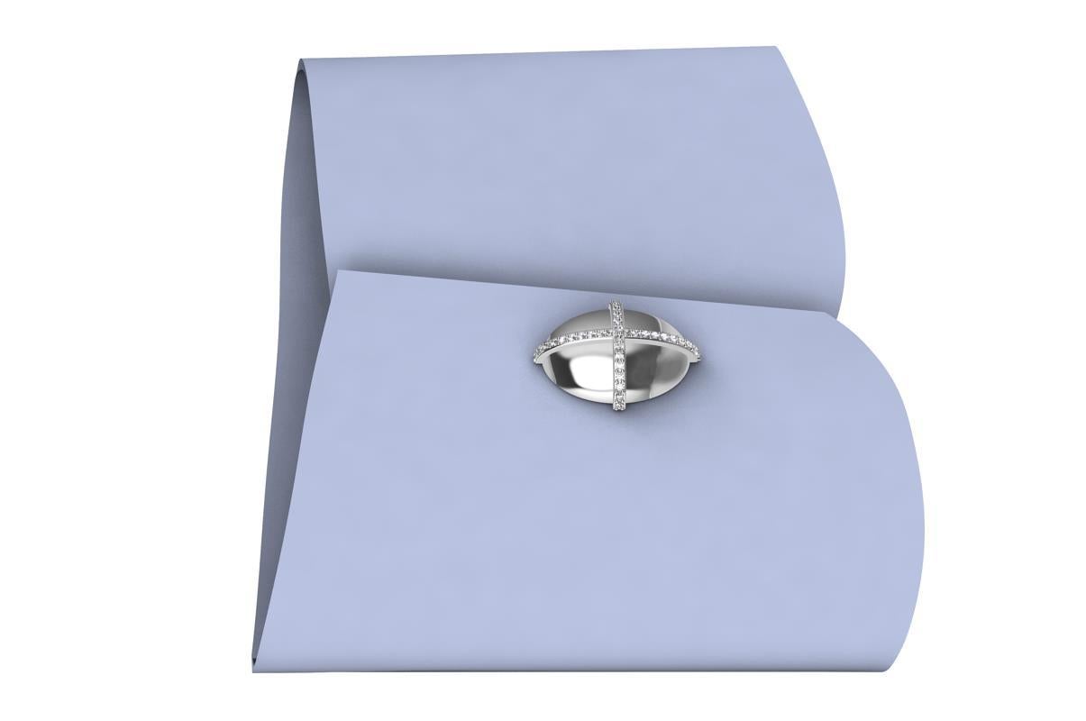18 Karat Weiße Manschettenknöpfe mit GIA Diamant-Kuppelkreuz (Zeitgenössisch) im Angebot