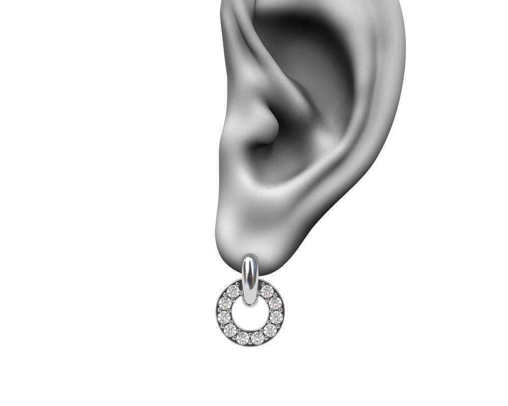 18 Karat White GIA Diamond Hoop Dangle Earrings In New Condition For Sale In New York, NY