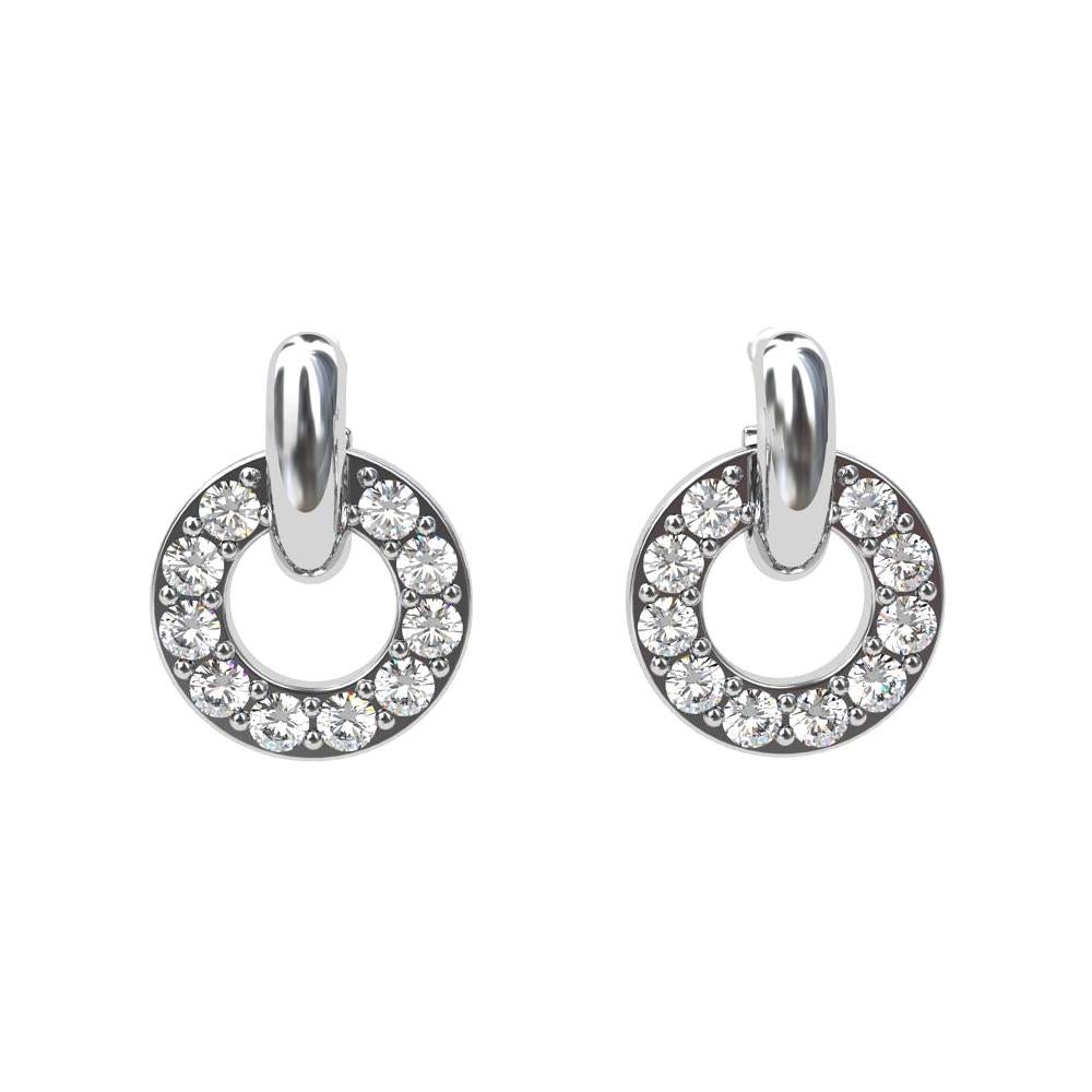 Boucles d'oreilles pendantes en diamant GIA blanc 18 carats