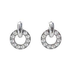 18 Karat White GIA Diamond Hoop Dangle Earrings