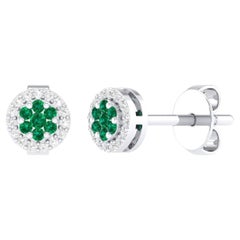 18 Karat White Gold 0.19 Carat Emerald Cocktail Stud Earrings