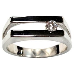 18 Karat White Gold 0.20 Carat Diamond Tension Set Unisex Ring