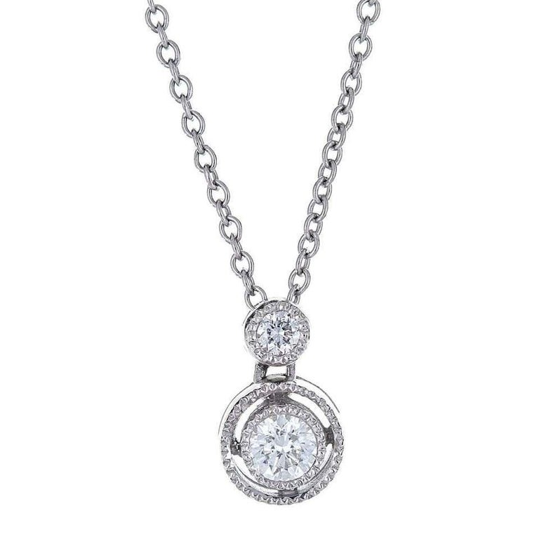 1/5 TCW Round Diamond Pendant Chain Necklace in 18k White Gold by Tacori For Sale at 1stDibs