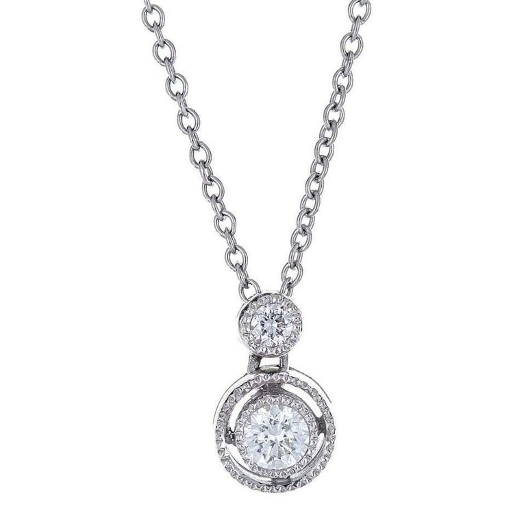 1/5 TCW Round Diamond Pendant Chain Necklace in 18k White Gold by ...