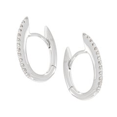 18 Karat White Gold 0.21 Cttw Diamond Huggy Hoop Earrings