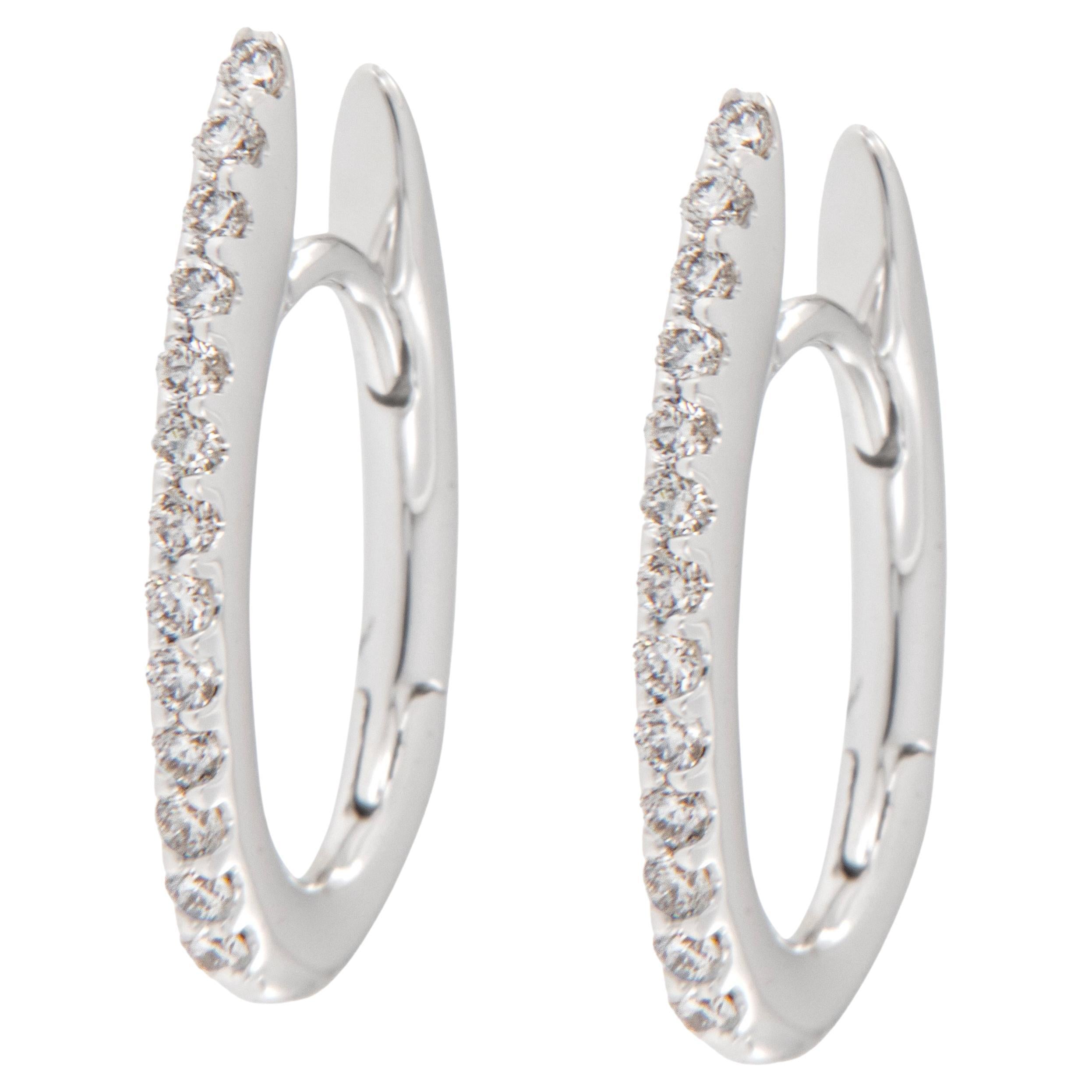 18 Karat White Gold 0.21 Cttw Diamond Huggy Hoop Earrings