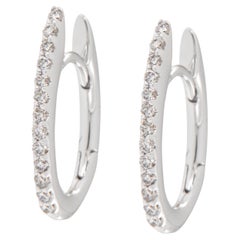 18 Karat White Gold 0.21 Cttw Diamond Huggy Hoop Earrings