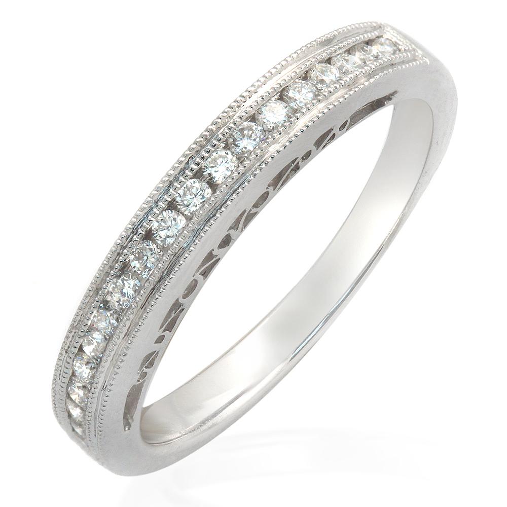 18 Karat White Gold 0.26 Carat Round Diamonds Wedding Band Ring For Sale