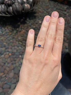 18 Karat White Gold 0.36 Carat Sapphire and Diamond Wavy Band Ring