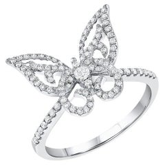 18 Karat White Gold 0.38 Carat Total Diamond Butterfly Ring