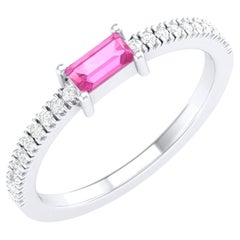 Bague à anneau infinie en or blanc 18 carats avec saphir rose de 0,4 carat