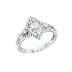 18 Karat White Gold 0.44 Carat Total Weight Diamond Cluster Marquise Halo Ring