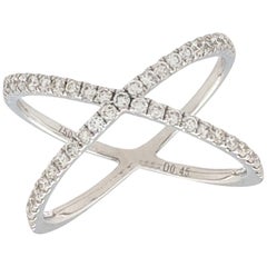 18 Karat White Gold 0.45 Carat Diamond Criss Cross over Anniversary Ring