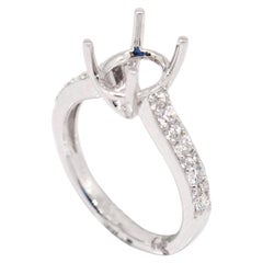 18 Karat White Gold 0.46 Carat Diamond Engagement 4 Prong Semi Mount Ring