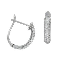 18 Karat White Gold 0.49Cttw Pave' VS Diamond Hoop Earrings