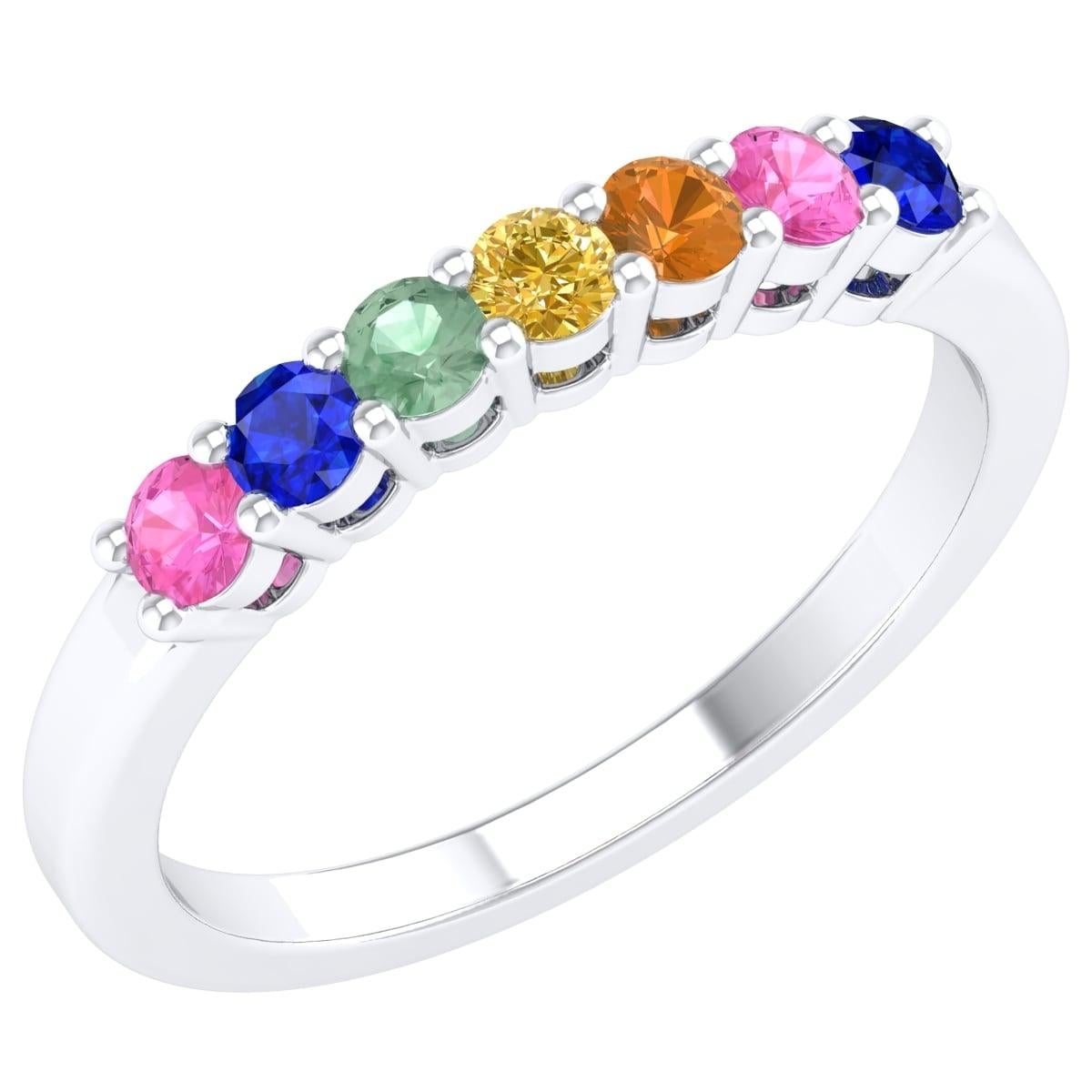 18 Karat White Gold 0.5 Carat Multi-Sapphire Infinity Band Ring