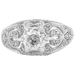 18 Karat White Gold 0.50 Carat Old Mine Cut Diamond Engagement Ring