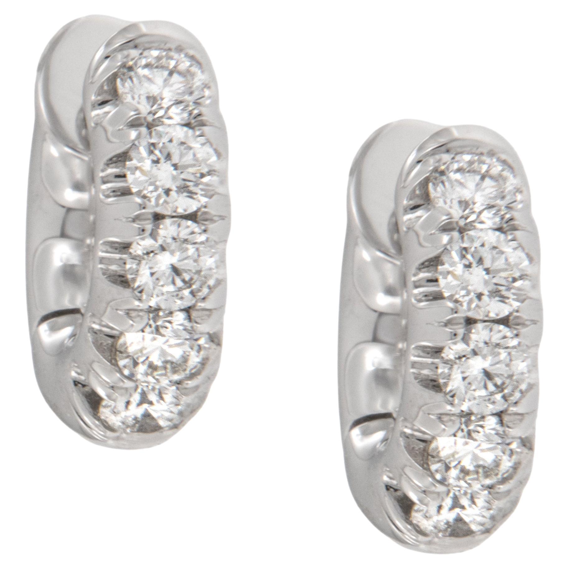 18 Karat White Gold 0.50 Cttw Diamond "Mini "Huggy Hoop Earrings For Sale
