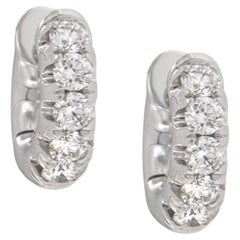 18 Karat White Gold 0.50 Cttw Diamond "Mini "Huggy Hoop Earrings
