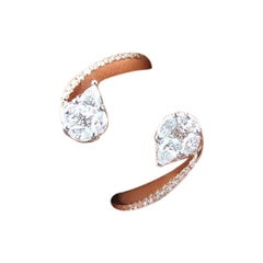 18 Karat White Gold 0.51 Carat Diamond Tear Drops Ring