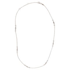 18 Karat White Gold 0.60 Cttw Diamond Station Necklace