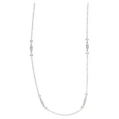 18 Karat White Gold 0.60 Cttw Diamond Station Necklace