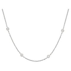 Oro blanco de 18 quilates 0,61 qtw. Collar Diamantes por metros